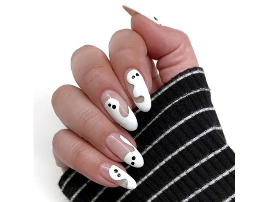Conjunto de 24 Peças de Tips para Unhas de Halloween em Estilo Redondo Modelo Jp1234