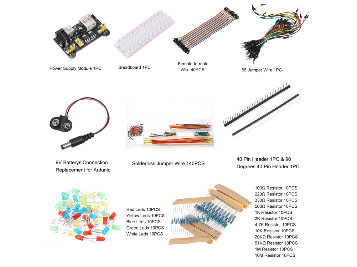 Kit De Diversão Eletrónica Laxiscreed Com Breadboard De 830 Orifícios E Jumper De Substituição
