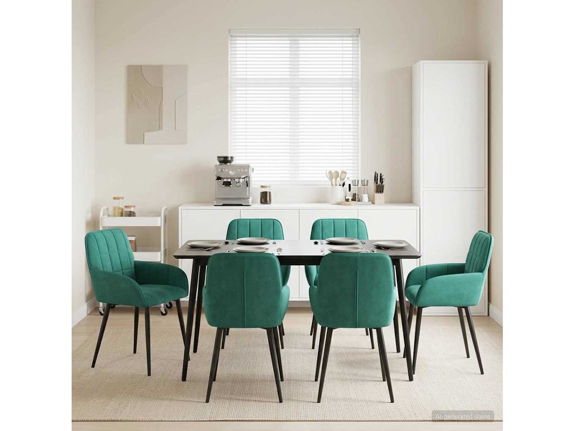 Vidaxl Cadeiras De Jantar 6 Unid. Veludo Turquesa 57 X 50 X 85 Cm