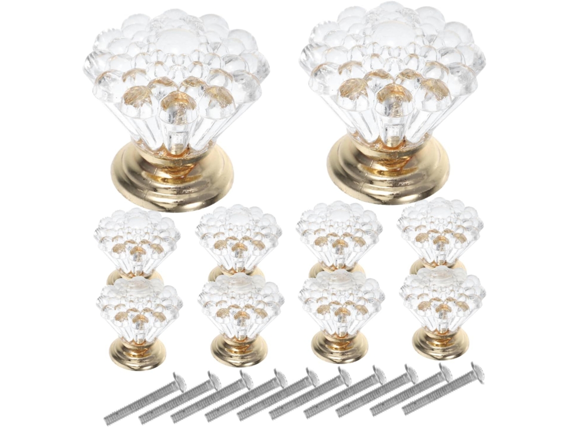 Doitool Conjunto De 10 Puxadores Cristal Acrílico Para Armários, Com Furo Único, Ideais Para Gavetas, Cozinhas E