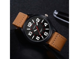 Relógio de pulso masculino casual Gaiety com movimento analógico de quartzo e pulseira de PU bege.