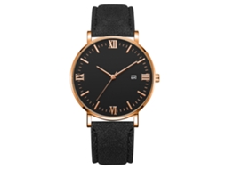 Relógio de quartzo com pulseira de couro PU, estilo simples e moderno, decoração manual.