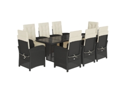 Conjunto de 9 Jantar para Jardim com Almofadões Vime Pe Preto MAISON EXCLUSIVE