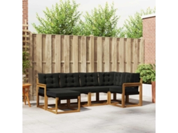 Vidaxl Conjunto De Sofás Para Exterior 6 Pcs Natural E Preto