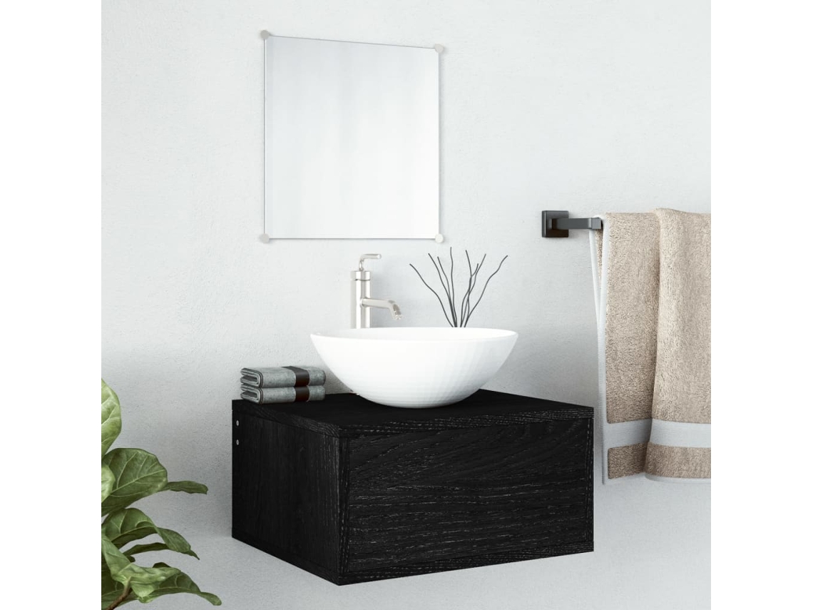 Vidaxl 2 Pcs Conjunto Móveis Casa De Banho Derivados De Madeira Preto