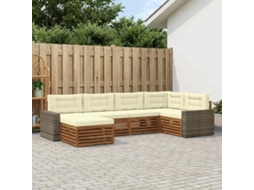 Vidaxl Conjunto De Sofás Para Exterior 6 Pcs Natural E Creme