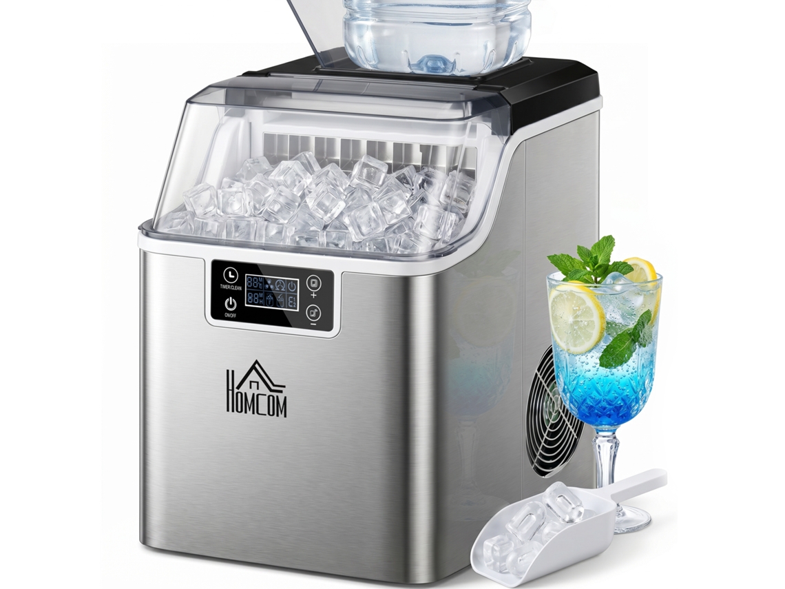 Máquina De Gelo Autolimpante, 24 Cubos A Cada 14-18 Minutos, Visor Lcd, Aço Inoxidável, 25,2 X 36 X 37,1 Cm