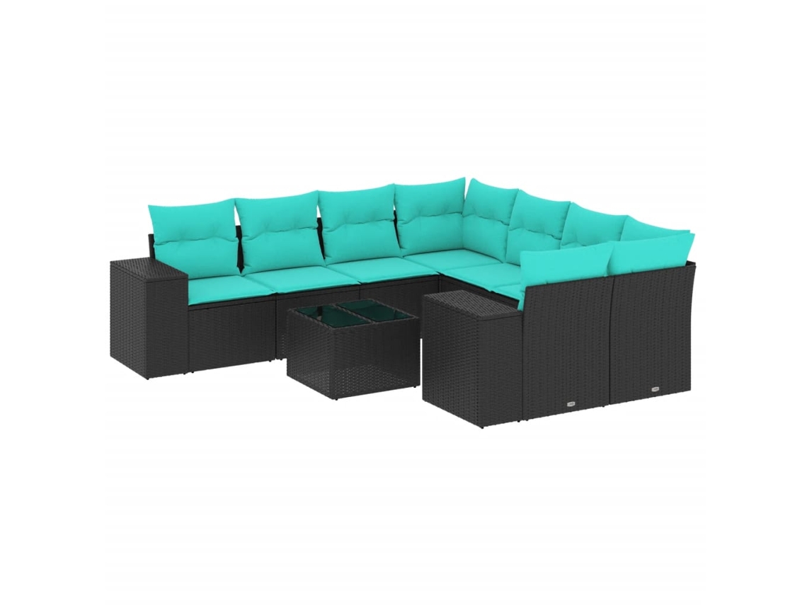 Conjunto de Sofá de Jardim, 5 Peças, Almofadas, Rattan Preto MAISON EXCLUSIVE