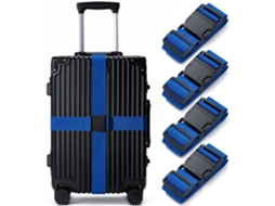 Cintas de amarração para malas, ajustáveis, com fivela, pacote com 4 unidades, azul AQUAFORGE
