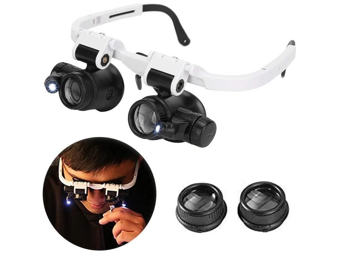 Lupas com 2 luzes LED Lupa binocular Lupa, 3 lentes destacáveis (8X 15X 23X) para S323 SSS