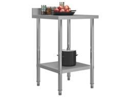 Mesa de Cozinha Rebordo Antirrespingos MAISON EXCLUSIVE em Aço Inoxidável 60x60x93 cm