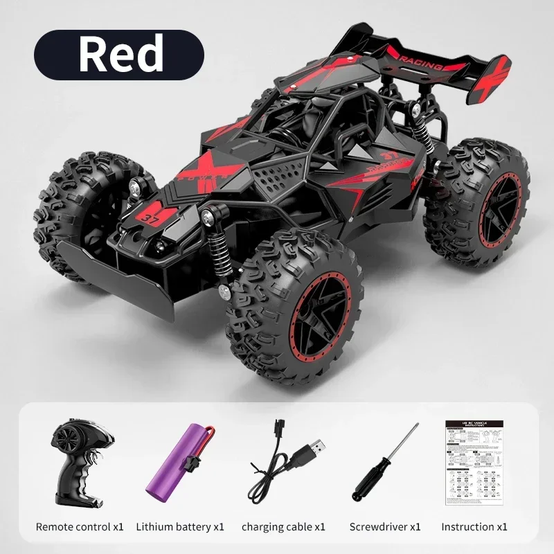 Carro de Corrida com Controle Remoto, Luzes e Amortecedores Off road de Alta Velocidade. MDUG (vermelho)