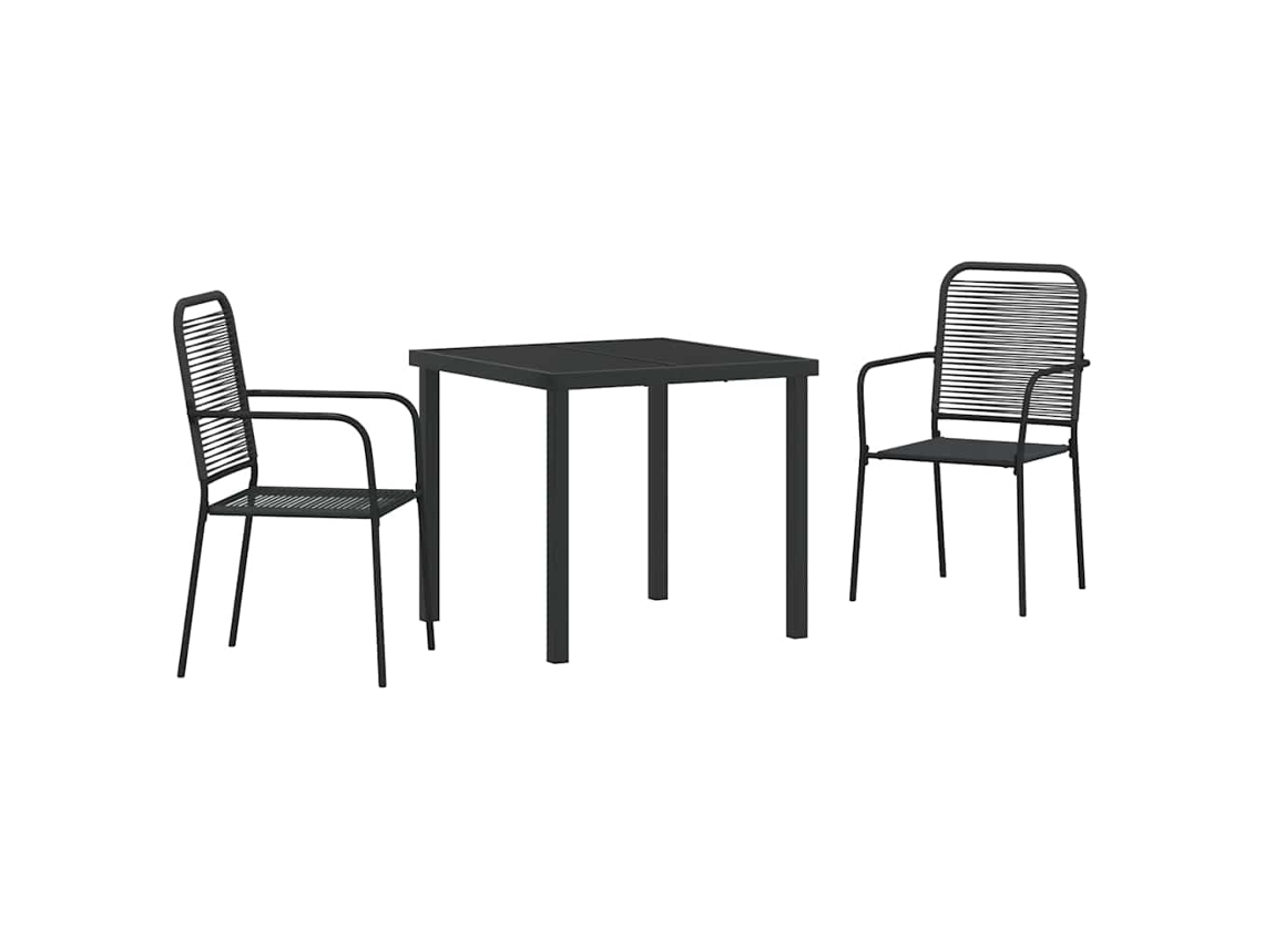 Maison Exclusive - Conjunto De Jantar Para Jardim 3 Pcs Preto Aço Revestido A Pó