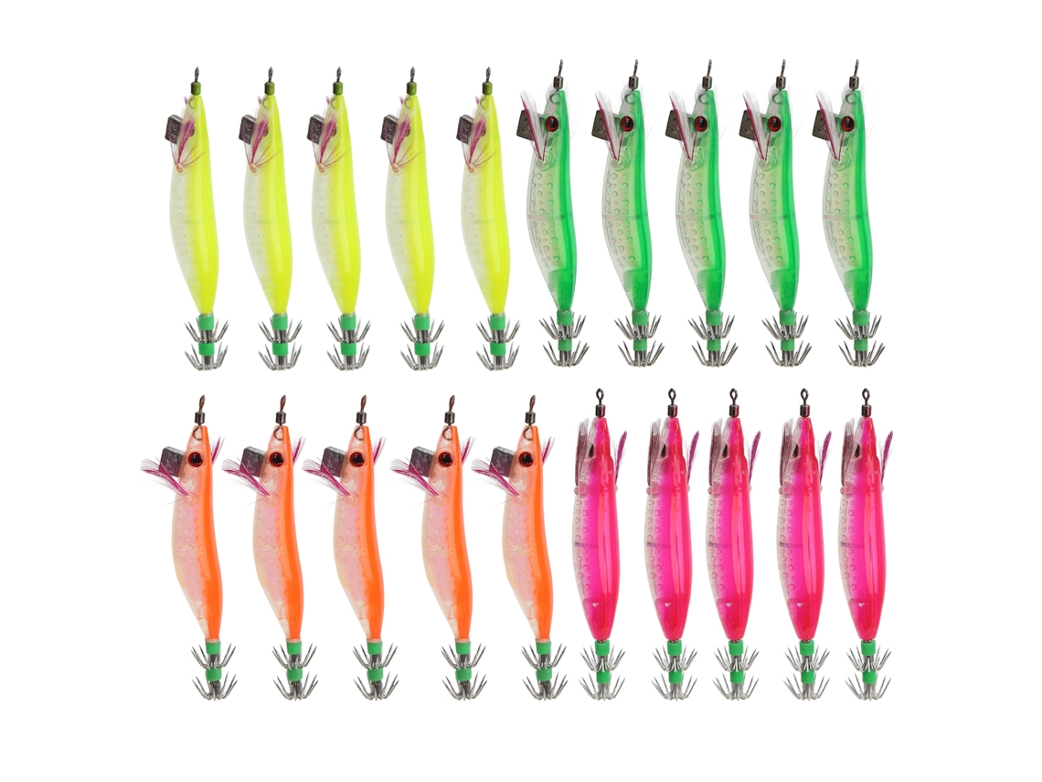 Isca de Camarão Luminosa Madeira Artificial 20pcs