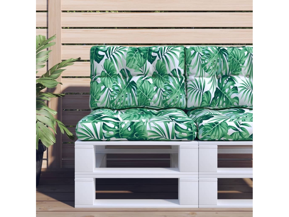 Vidaxl Almofadão Para Sofá De Paletes 50x40x12 Cm Tecido Padrão Folhas