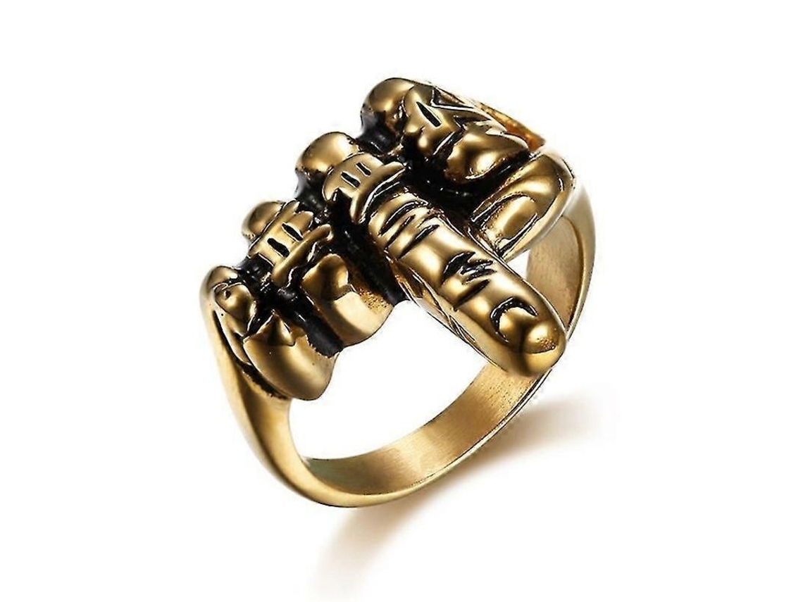 Anel De Moda Rock Para Homem Com Design Geométrico No Dedo Médio Material Metal Liga De Zinco 9 D244-oro