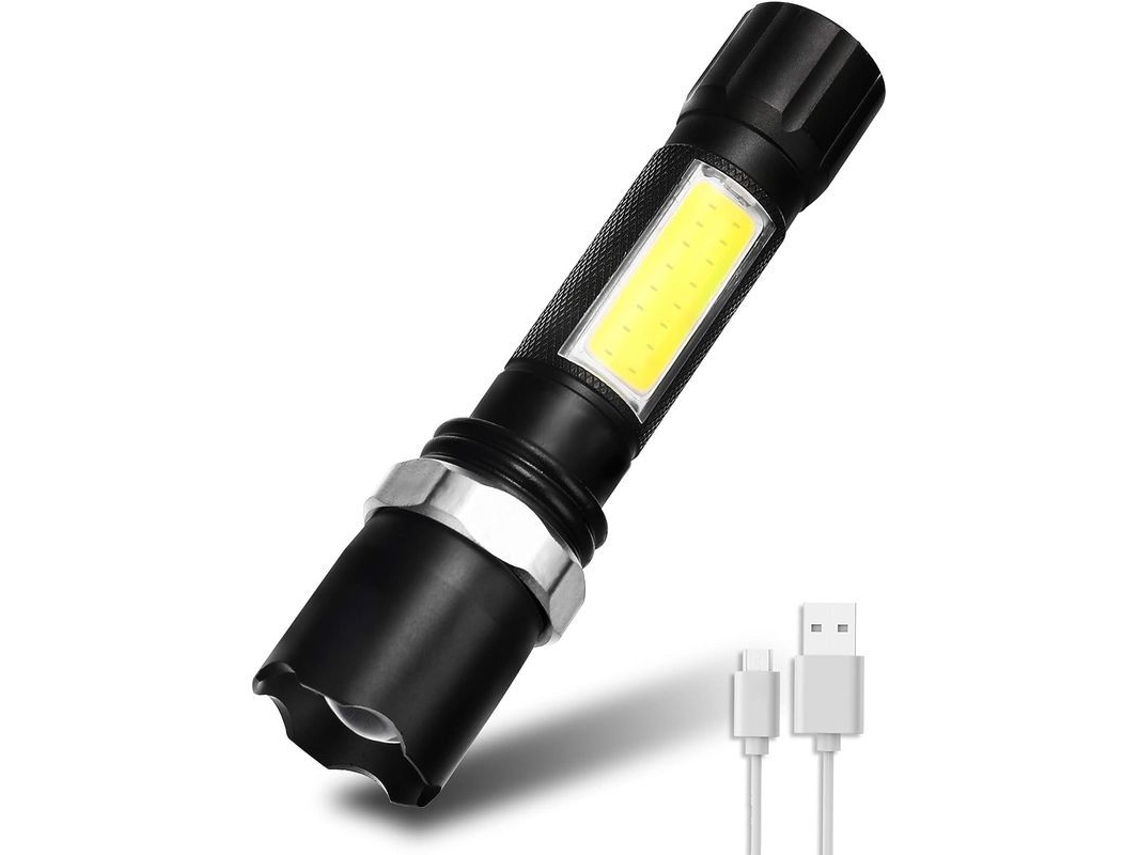 Lanterna LED Recargável 600 Lm, 4 Modos, Impermeável IPX4, Zoom Ajustável, Classe Energética A+ com S/MARCA