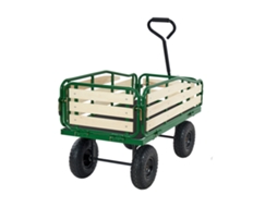 Carrinho De Praia Com Rodas 102 X 53 52 Cm, Carga 150 Kg, Aço Carbono E Madeira, Resistente Ao Clima, Oxidação Água, Todo Terreno Verde Amarelo Alça