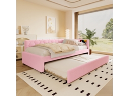 Daybed Rosa 90x200cm, Sofá-cama Retrátil, Usb-c, Abajur, Polar. -op