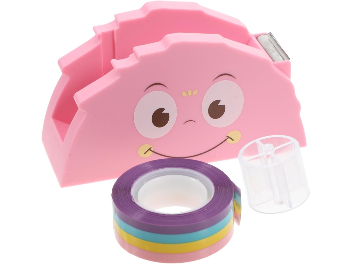 Dispensador Adesivo Ultechnovo Small Monster, Com Design Rosa, Reutilizável E Prático Para Embrulhos Embalagens