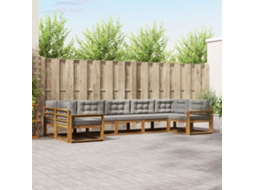 Vidaxl Conjunto De Sofás Para Exterior 7 Unid. Cinza Natural E Claro