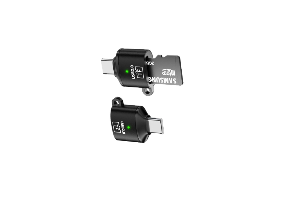 Adaptador Type-c Para Tf (2 Unidades) — Leitor Usb-c Otg Microsd, Usb2.0 480mbps, Alumínio + Pvc, Compacto Black