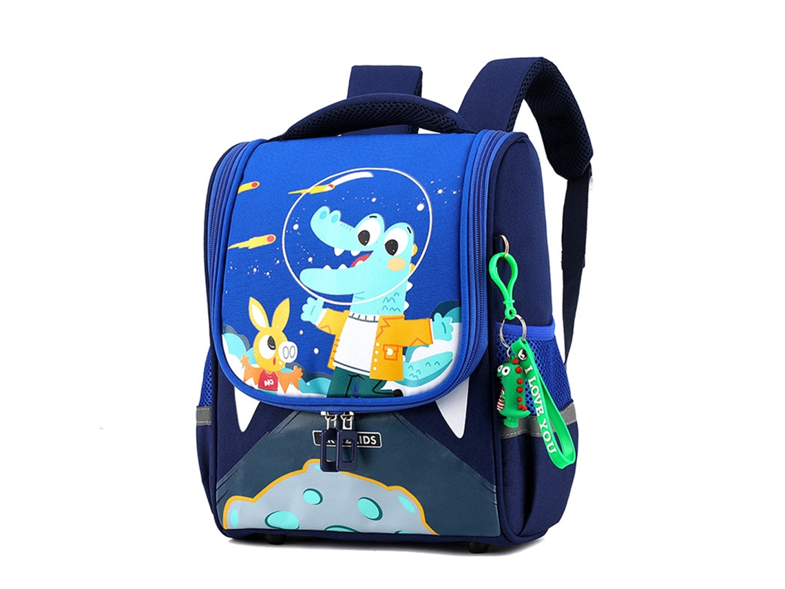 Mochila Infantil Dinossauro Azul Desenho Animado Escolar Mini Impermeável Para Jardim De Infância