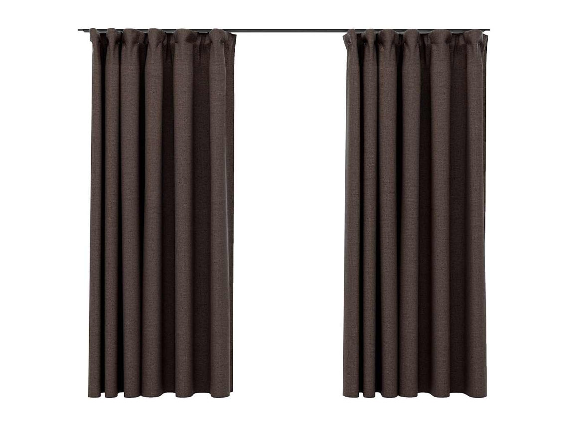 Maison Exclusive - Cortinas Opacas Asp. Linho Ganchos 2pcs 140x175cm Cinza-acas.