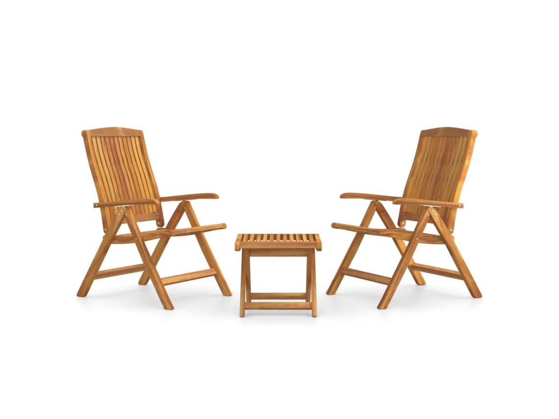 Conjunto de 3 espreguiçadeiras Jardim Madeira em teca maciça MAISON EXCLUSIVE (3 peças)