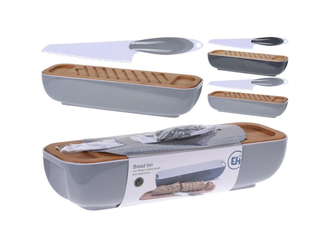 Caja + tabla bambu + cuchillo pan 40 cm