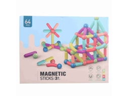 Brinquedo De Blocos Magnéticos Diy Para Crianças 64pcs Conjunto Educativo De Montagem Com Varinhas Magnéticas