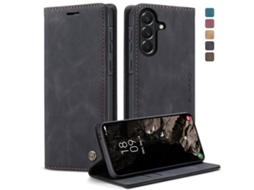 Capa Para Samsung Galaxy A37 5g Multifuncional Horizontal De Couro Preta