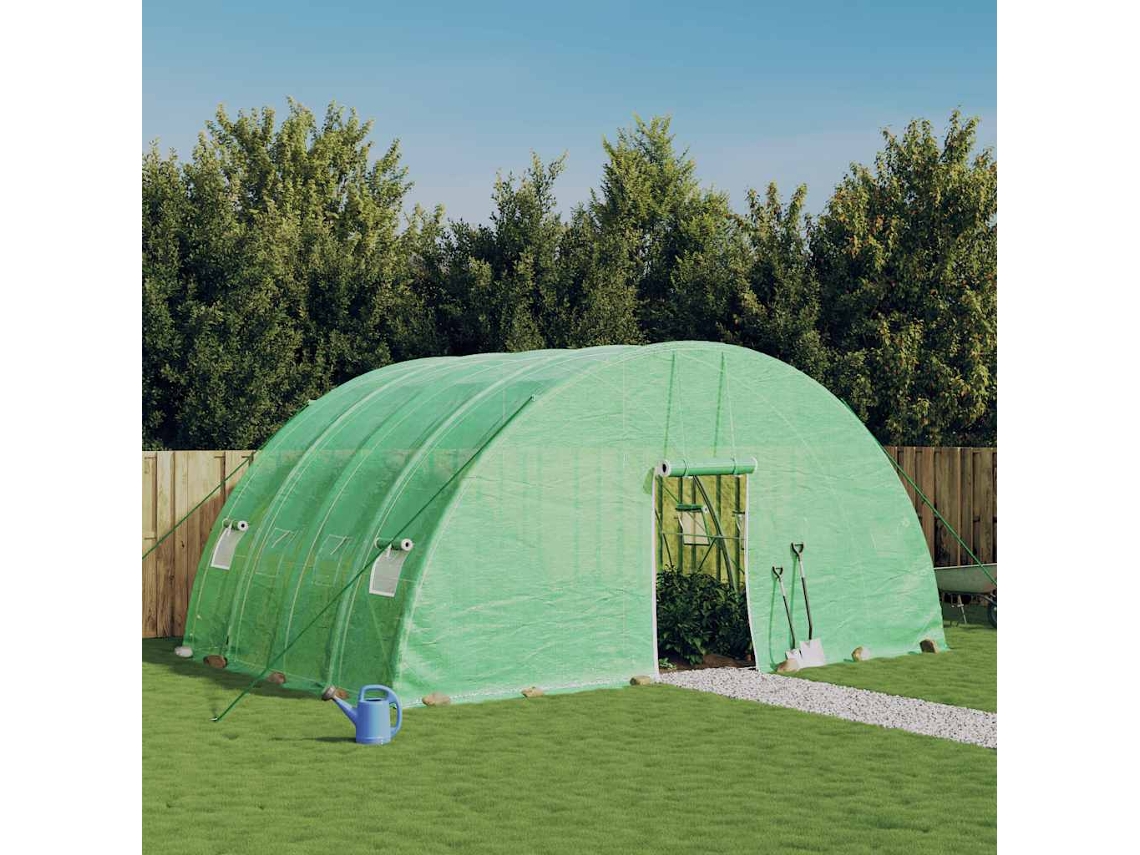 Vidaxl Estufa Com Estrutura De Aço Verde 24 M² 6x4x2,85 M