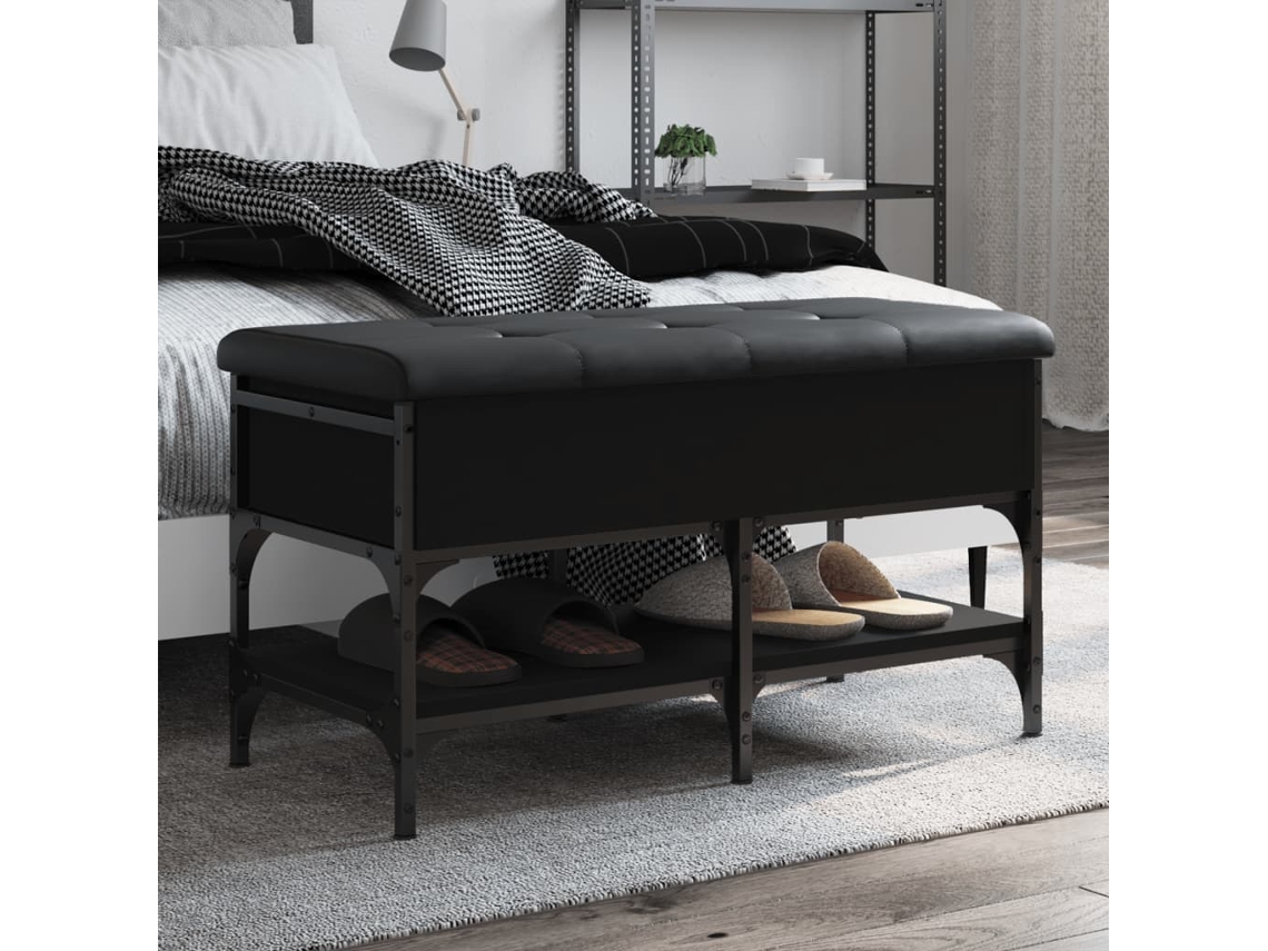 Vidaxl Banco Sapateira 82x42x45 Cm Derivados De Madeira Preto