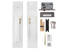 Primeiro conjunto de Alavanca de Porta com Trava para Banheiro e Quarto Branco com Chave