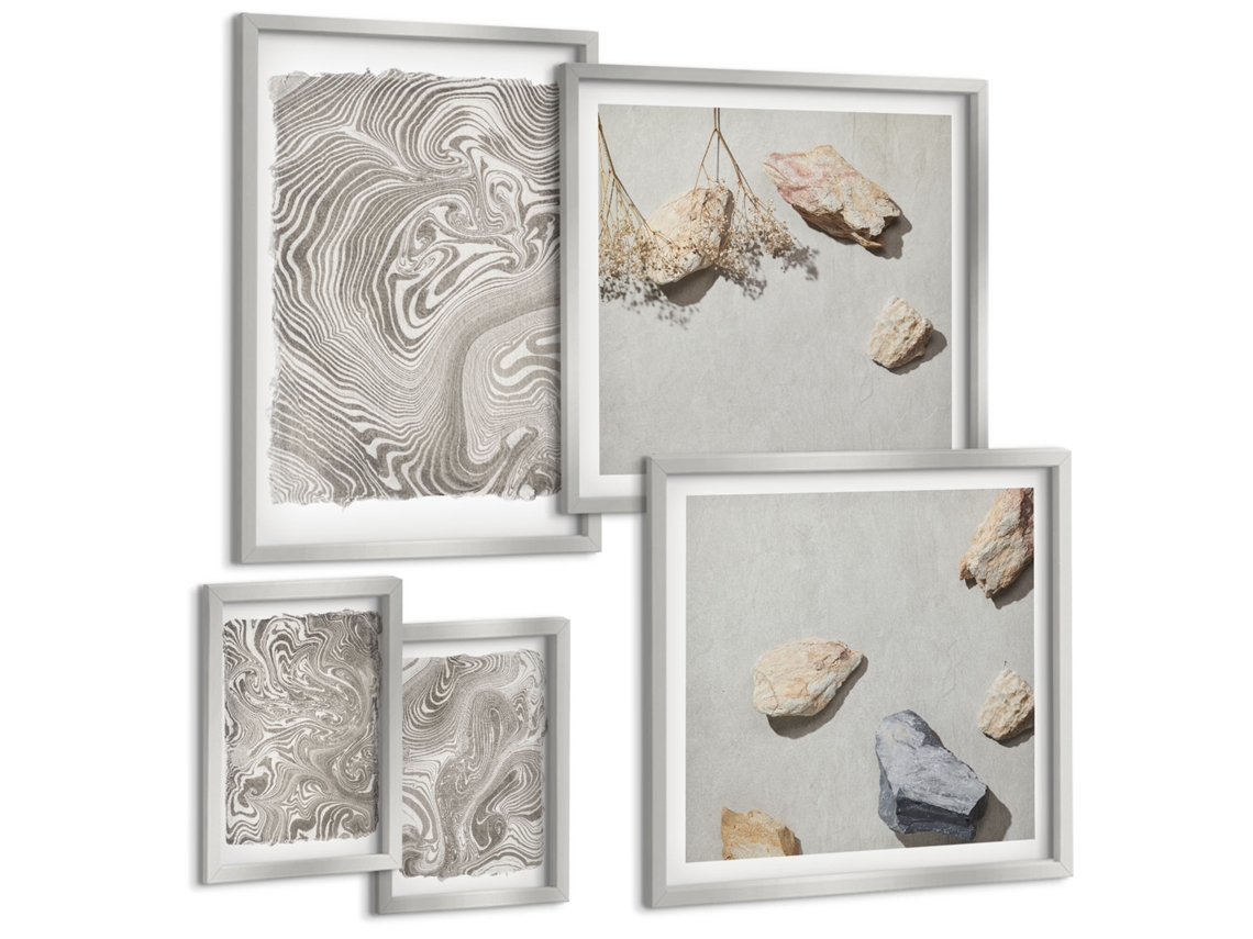 Conjunto De Pinturas Formas Modernas De Abstração Espelharte (5 Peças)