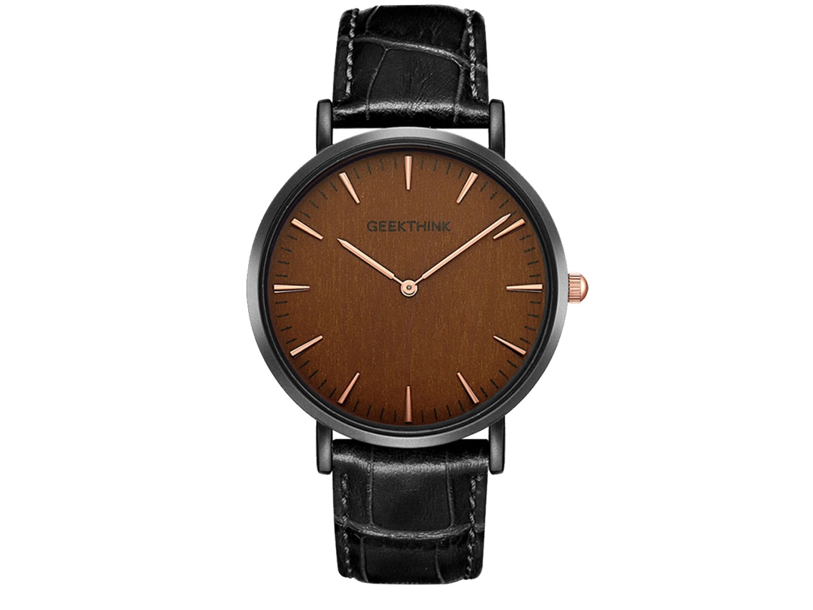Relógio Masculino de Quartzo com Pulseira de Couro Pu 3atm Resistente À Água Padrão de Escala
