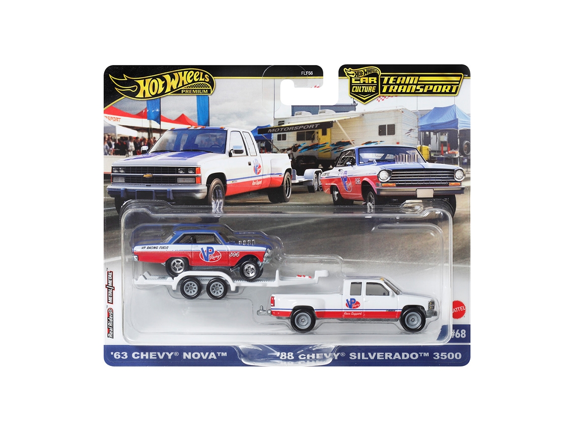 Hot Wheels Team Transport - 63 Chevy Nova 88 Chevy Silverado 3500 MATTEL