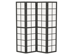 Biombo Interno Dobrável 4 Painéis 160x170 Cm Separador De Divisão Para Sala Quarto Casa, Preto