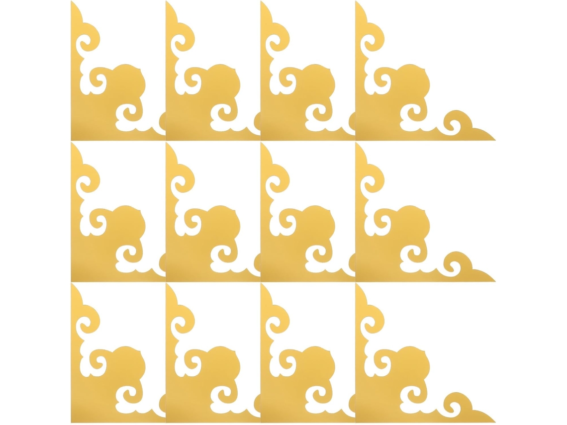 Conjunto De 12 Adesivos De Canto Espelhados Em Acrílico Dourado 3d Para