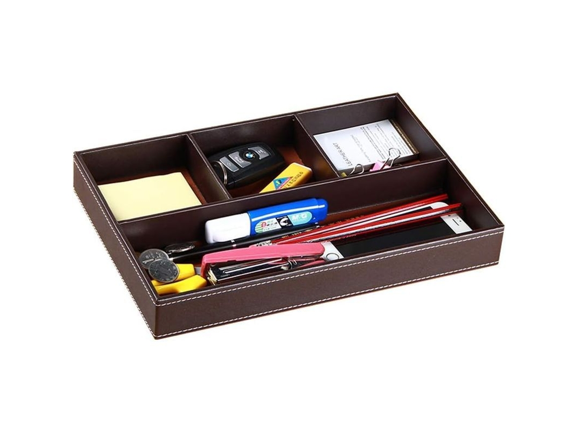 Organizador De Cajones Valet Trays De Cuero Pu Para Hombre Con 4 Compartimentos Para Mesita De Noche Y Escritorio