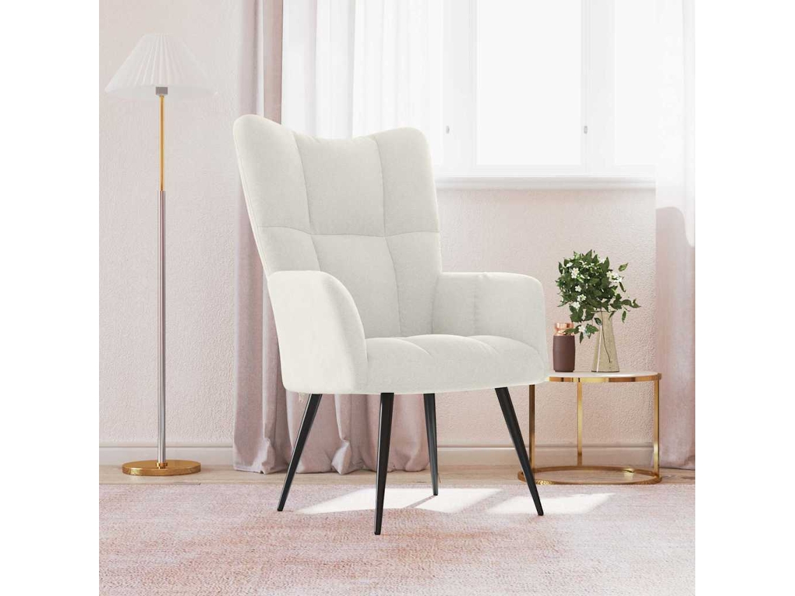 Vidaxl Cadeira De Descanso Veludo Branco Nata