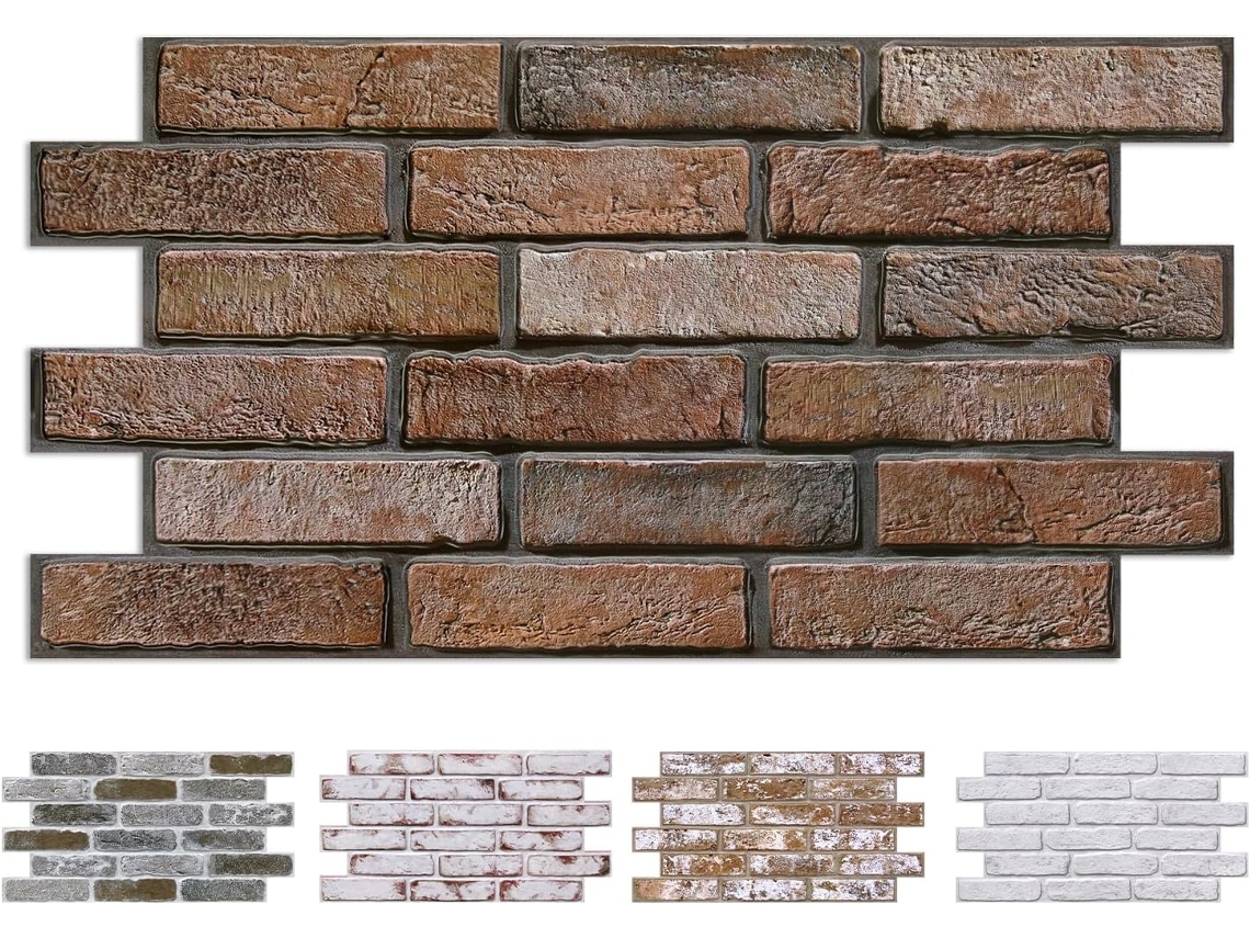 Painéis de parede adesivos 3D com estampa de tijolos, marrom, 12 peças, azulejos de parede em PVC, papel de parede 3D, revestimento de parede 3D, 58 x 30 cm, P