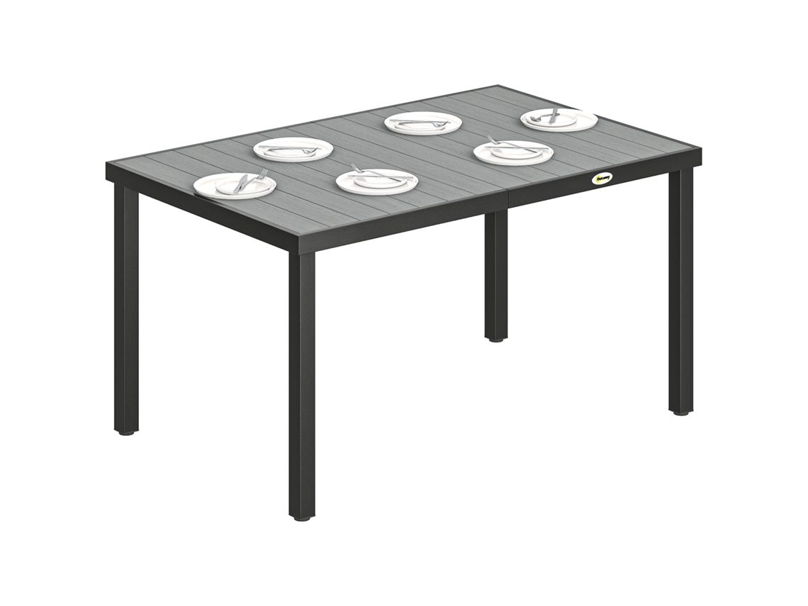Mesa CHEZMOI para 4 a 6 pessoas, ripado, alumínio, 140x90x74cm, cinza
