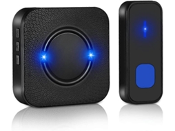 Timbre Sem Fio, Impermeável IP55, Alcance 300m, 55 Melodias, 5 Níveis de Volume, Led, Receptor Plugue Preto | S/MARCA