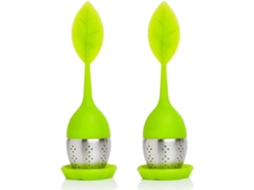 Infusor De Chá Original Com Pires Em Formato Bola Chá, 100 Silicone Qualidade Alimentar E Coador Aço Inoxidável Verde (conjunto Aquaforge