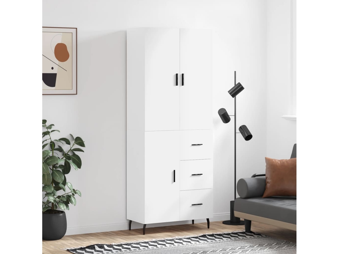 Vidaxl Armário Alto 69,5x34x180 Cm Derivados De Madeira Branco