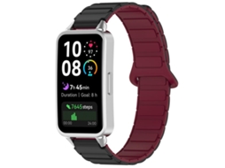 Bracelete para Huawei Band 10 / 9 / 8 Silicone Magnético Bicolor Preto, Vinho e Vermelho XIAOMOYU