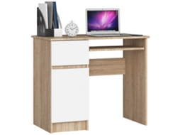 Mesa De Computador 90cm Pixel Esquerda Carvalho Sonora/branco