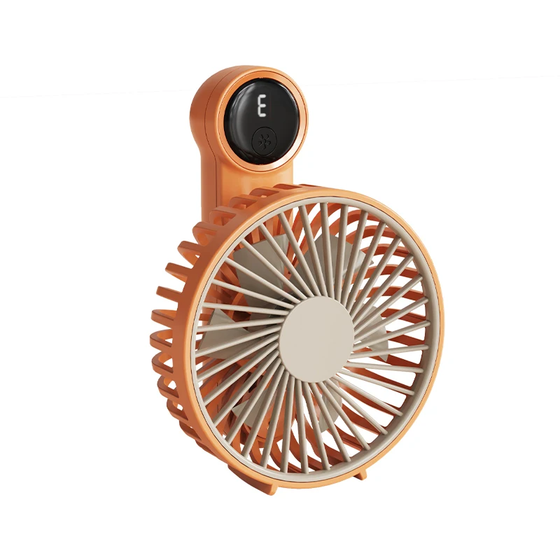 (laranja) Ventilador 2 Em 1 De Mão E Mesa, Três Velocidades De Vento, Bateria De 1200mah, Tela Led